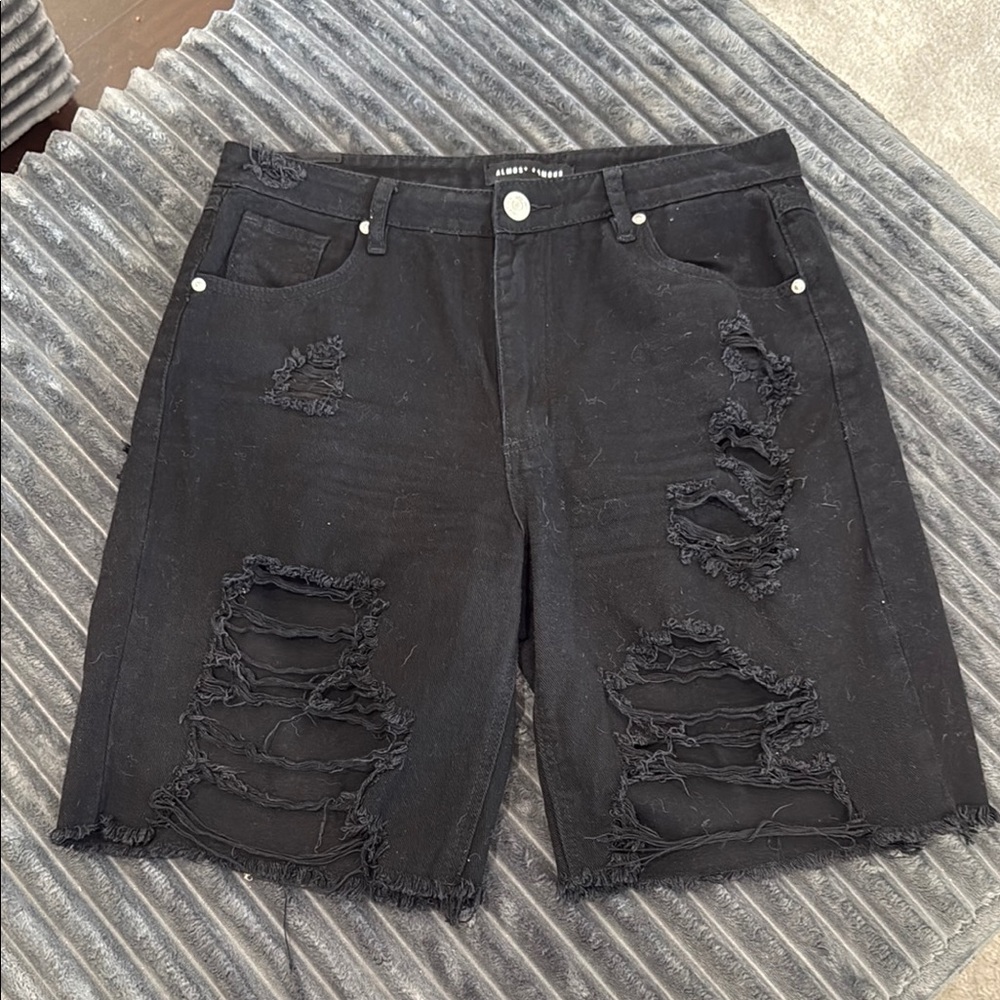 Almost Famous Black Distressed Denim Shorts 9